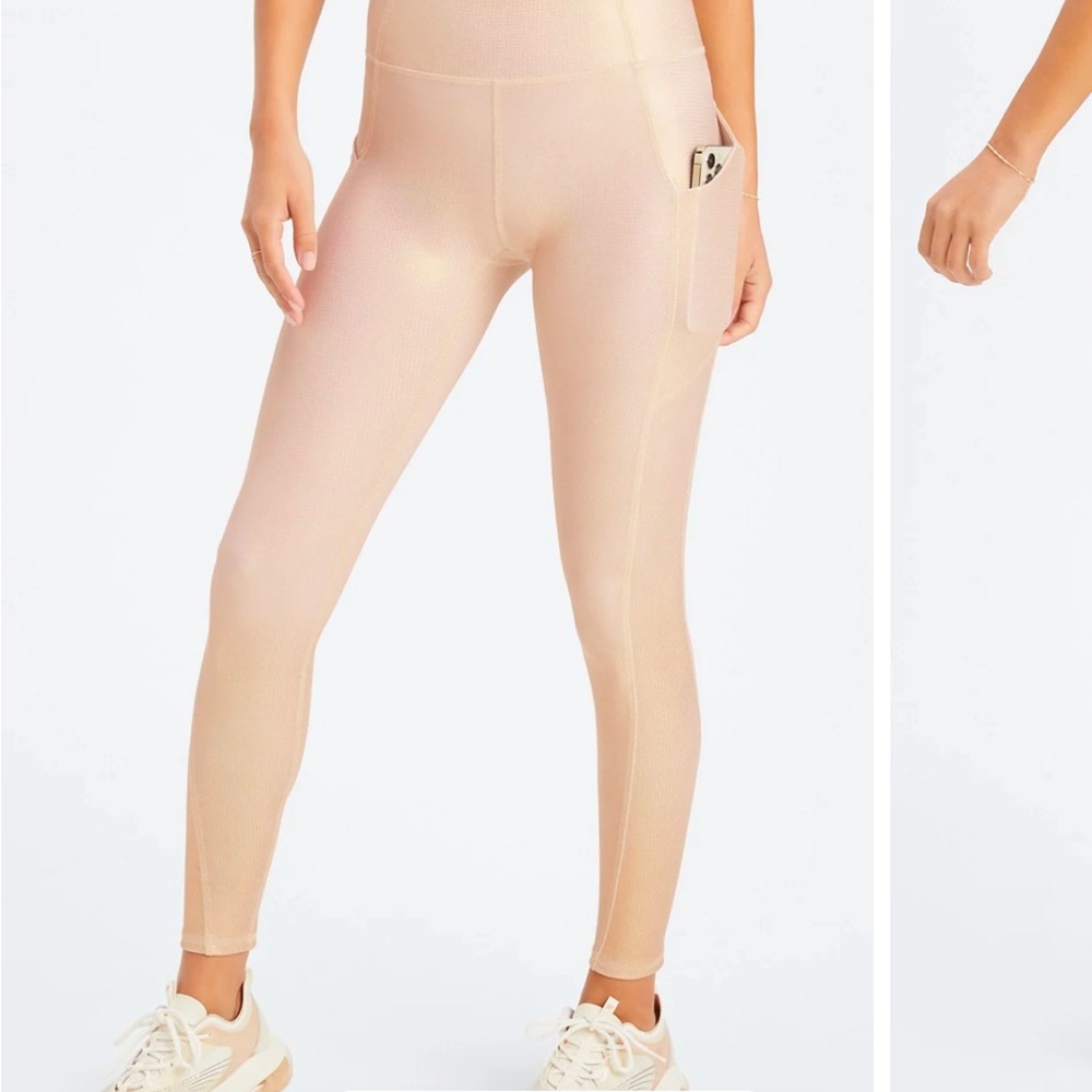 Tan High-Rise Leggings with Smooth Finish